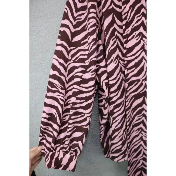 Eloquii Animal Print Button Down Blouse-Size 28-Office-Long Sleeves-Tie Front - Picture 2 of 8